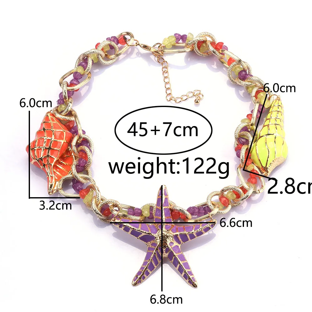 2024 New ZA Fashion Starfish Shell Large Collar Choker Necklace Women Indian Boho Ethnic Statement Vintage Necklace Jewelry