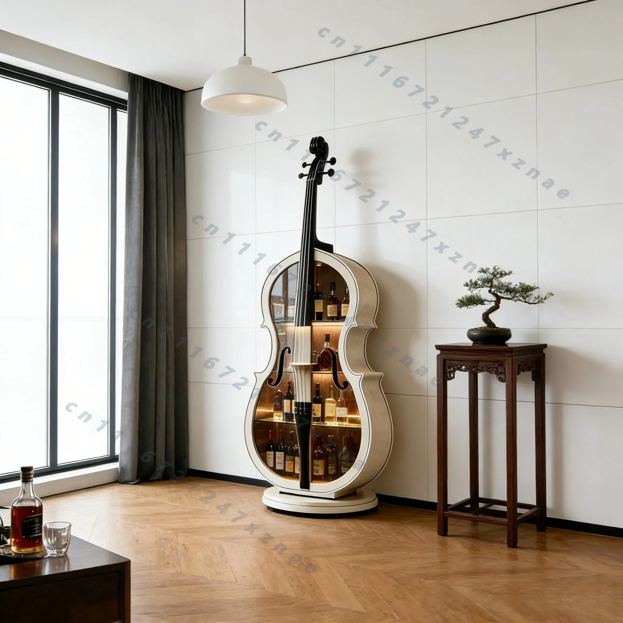 Modernsimple cello shape wine cabinet locker household living room floor-to-ceiling decorative cabinet glass door displaycabinet