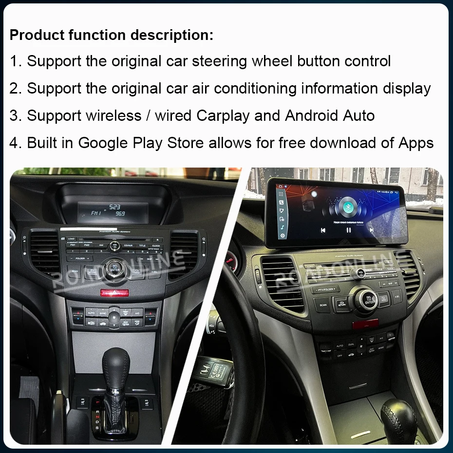 12.3” Android 12 For Honda Accord 8 Europe Spirior Acura Tsx 2009-2013 8+256GB Car GPS Multimedia Player Stereo Receiver Radio