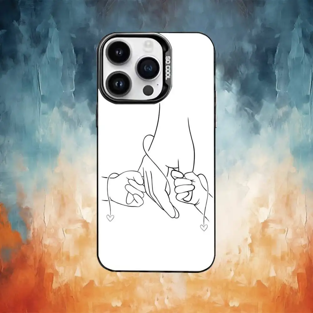 حافظة هاتف يدوية للأم والابن والابن لهاتف آيفون 17،16،15،14،13،12،11 بلس، برو ماكس غطاء مقاوم للصدمات من الحلوى السوداء غير اللامعة