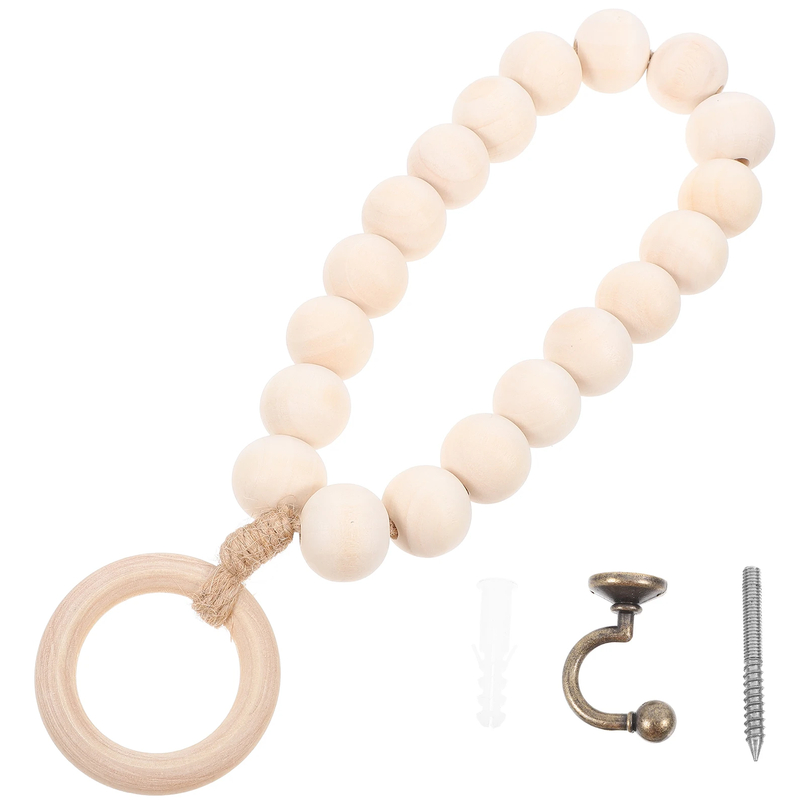 

Wooden Bead Towel Rack Holder Wall Mounted Hand Bathroom Closet Organizer Rust Proof Sturdy Smooth Edge Storage Solution