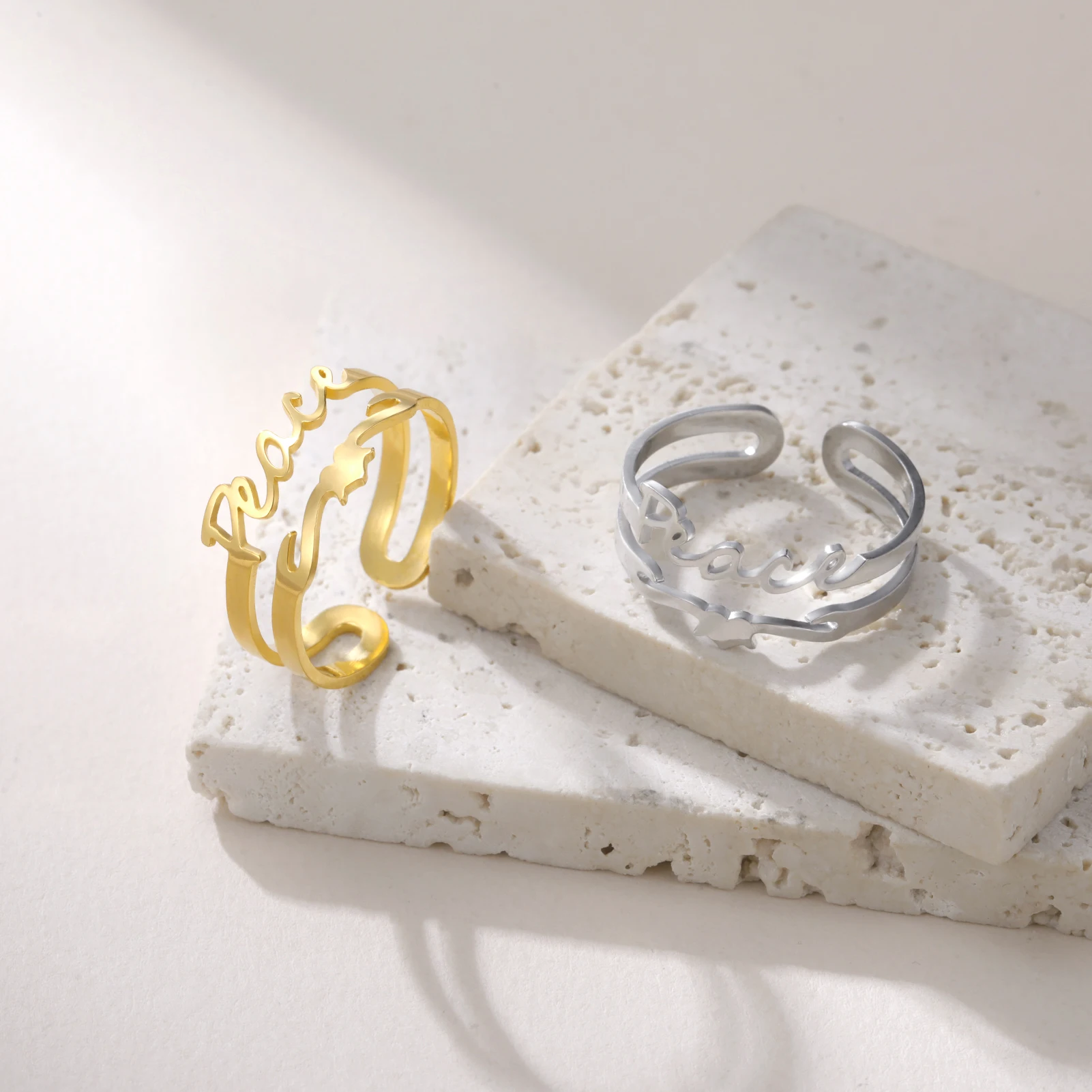 Lemegeton Peace-Ring in offener Größe für Damen und Herren, Edelstahl, modisch, personalisierbar, Schmuck, Accessoires, Geschenke, 2026 neu