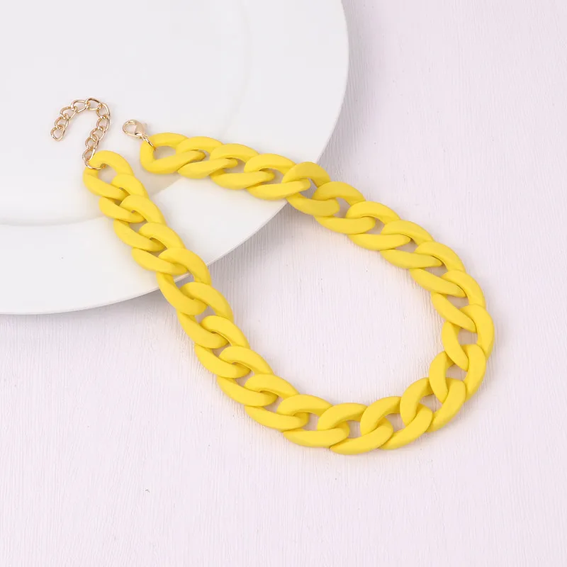 FishSheep Trendy Colorful Acrylic Chain Choker Necklaces For Women Statement Matte Resin Wide Chain Collar Neck Jewelry 2022 New image 3