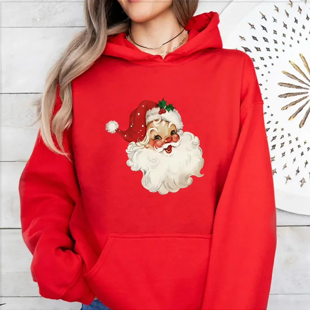 

Retro Christmas Santa Hoodie Vintage Santa Sweatshirt, Holiday Clothing Women Christmas Pullovers For Woman Hoodies Gift