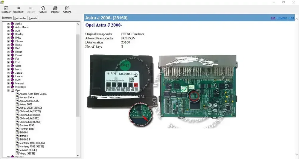 IMMOBILIZER LOCATION ECU CAR AND EPROME It Shows The Immo Eeprom Location and Number Large Database on Eeproms for All Cars