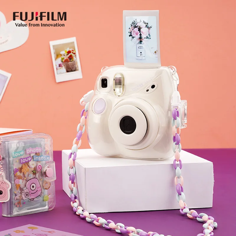 Fujifilm Instax Mini 7+ Instant Camera Film Cam Auto-focusing Wrist Strap Birthday Christmas for Girl New Year Festival Gift As