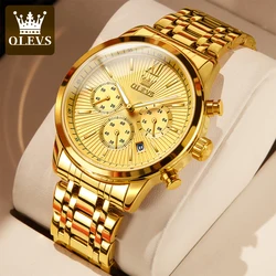 OLEVS Original Quartz Watch for Men Stainless Steel Waterproof Chronograph Calendar Man Watch Luxury Top Brand Men's Wristwatch