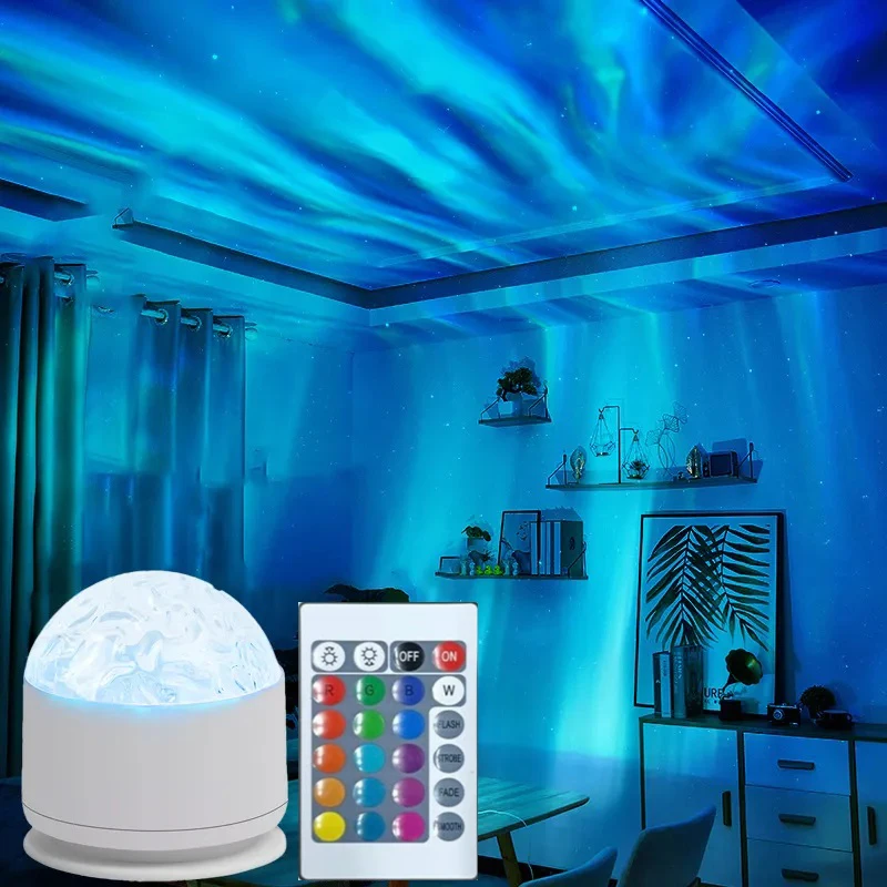 

16 Color Water Ripple Aurora Projector Light with Remote Control ABS Material Bedroom Festival Party Decoration Night Light