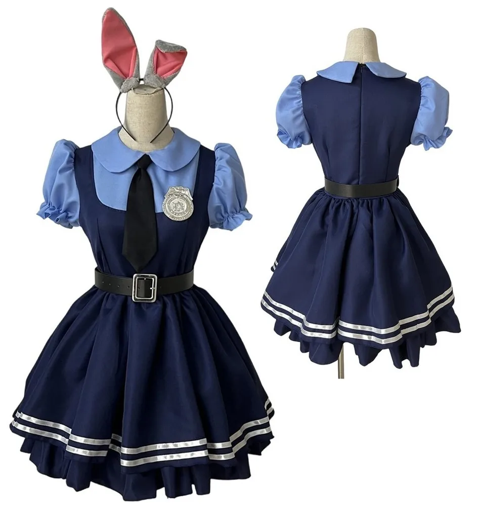 Fulujiacos  Zootopia Judy Cosplay Dress Costume Womens Judy Hopps Dress Mens Uniform