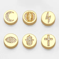 OCESRIO CZ Copper Gold Plated Lightning Cross Fatima Hand Charm for Bracelet DIY Handmade Charm Bead DIY Jewelry Making chma160