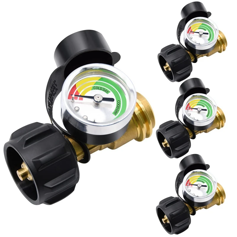 Propane Adapter Propane Tank 4 Pack Propane Tank Gauge Level Indicator Leak Detector, QCC1/Type 1 Connection