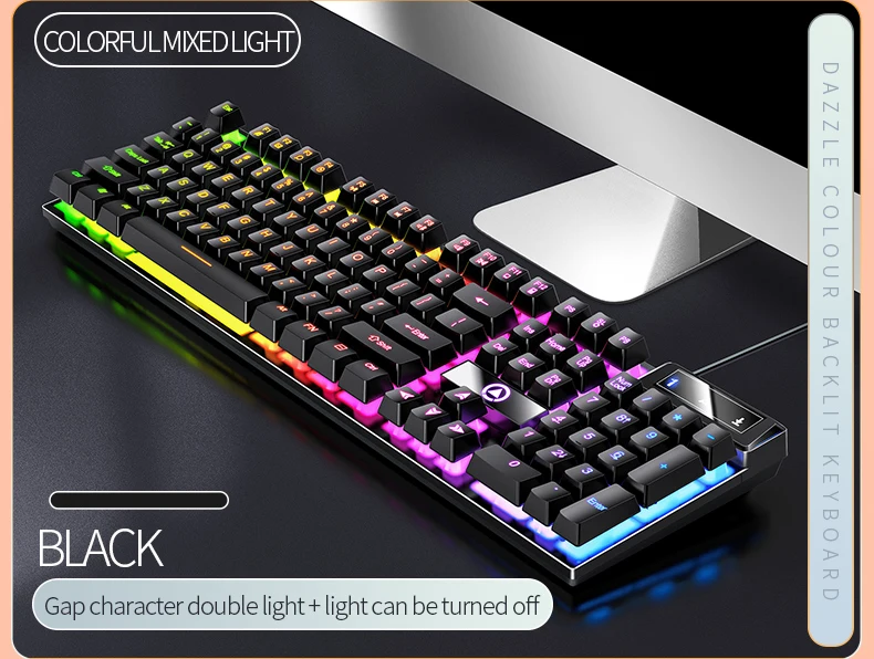 Gaming-Tastatur mit 104-Tasten, kabelgebundene Tastatur, farblich abgestimmt, Hintergrundbeleuchtung, mechanisches Gefühl, Computer-E-Sport-Peripheriegeräte für Desktop-Laptops – Detail 11