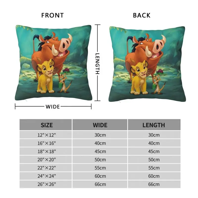 Custom Luxury Lion King Simba Cushion Cover 40x40cm Soft Throw Pillow Case for Car Square Pillowcase Bedroom Decoration