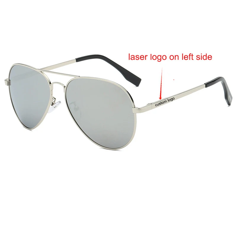 

Custom Logo Sunglasses High Quality Silver Frame Polarized Glasses For Men Driving Sun Glasses