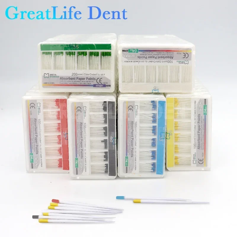 GreatLife Dent 10packs/lot Tips Taper 0.2/0.4/0.6 Size 15/20/25/30/35/40 Dental Root Endodontics Moisture Absorbent Paper Points