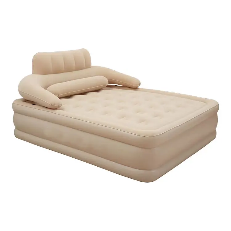 

Custom Double Inflatable Mattress Camping Outdoor 2.03m x 1.52m x 43cm Foldable Backrest Built-in Pump for Outdoor Adventures