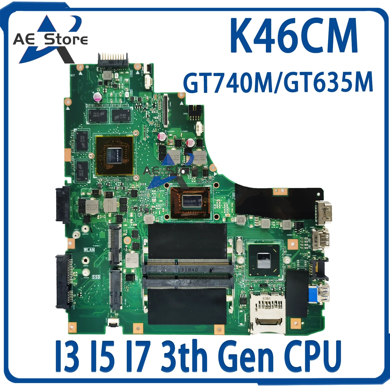 

K46CM Mainboard For ASUS K46C E46C S46C A46C P46C K46CB K46CA S405C Laptop Motherboard I3-3TH I5-3TH I7-3TH UMA/GT740M/GT635M