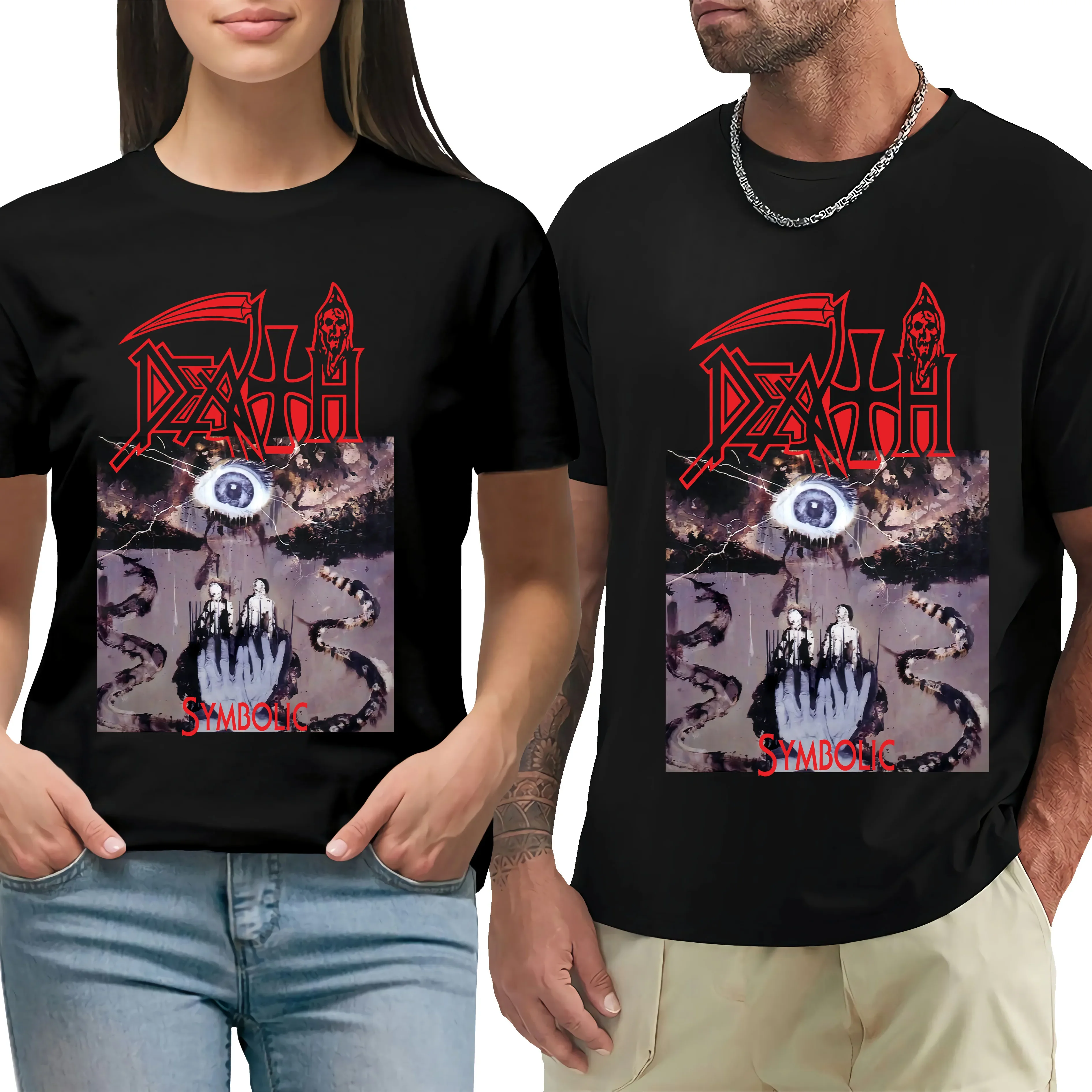 Retro Death Rock Band T Shirt Symbolic Album Cover T Shirts Heavy Metal Band Tshirt Death Metal Band T-shirt