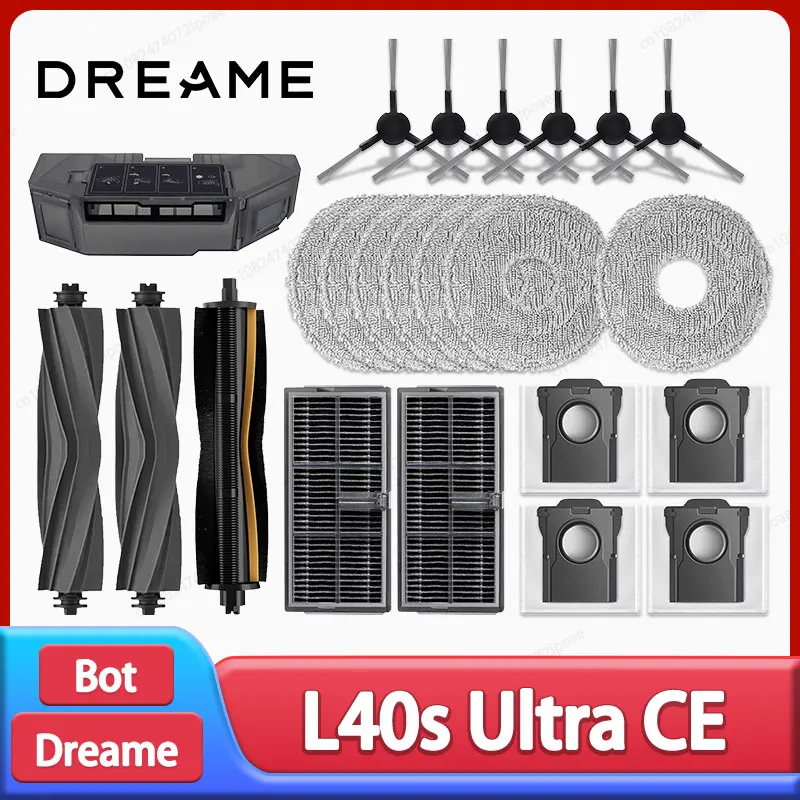 Dreame L40s Ultra CE / L40s Ultra AE Robot Vacuum Cleaner Accessories Main Side Brush Mop Cloth Hepa Filter Dust Bag Spare Parts