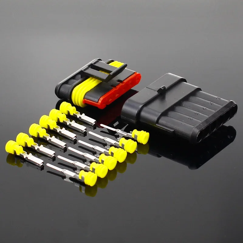 2-5 Sets Kit 2-Pin 1/2/3/4/5/6-Pin AMP Super Seal Wasserdichter Elektrischer Kabelstecker für Auto Wasserdichter Anschluss