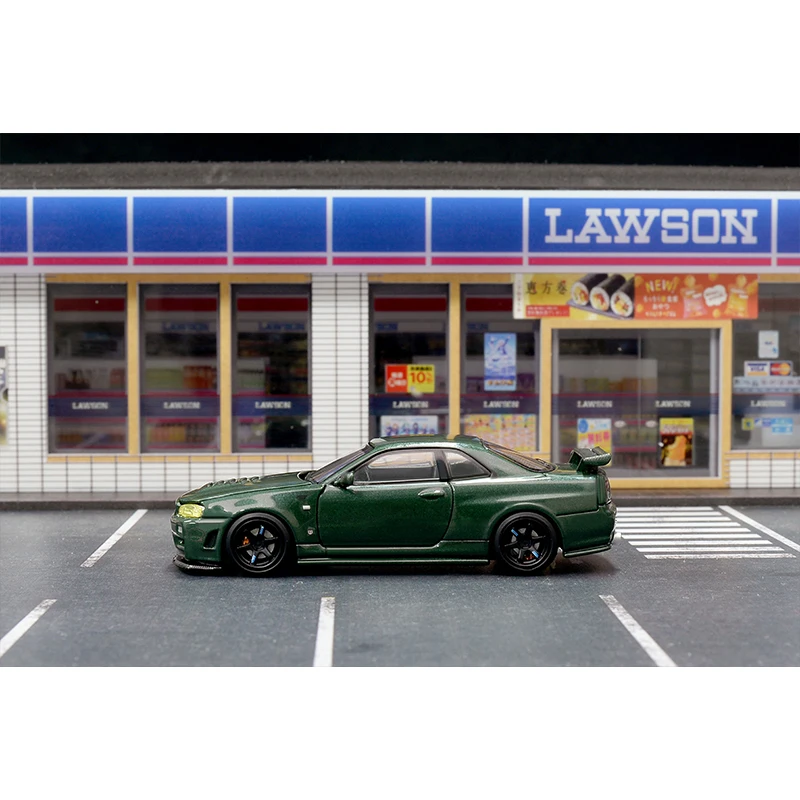 MH متوفر 1:64 SKYLINE GTR R34 Z TUNE CRS VER غطاء محرك السيارة المفتوح Diecast Diorama مجموعة نماذج ألعاب مصغرة MOTORHELIX