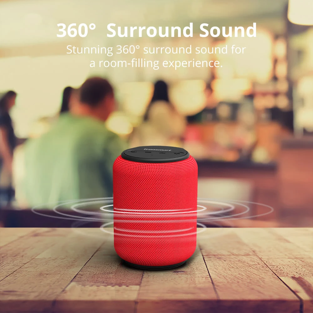 Tronsmart T6 Mini Portable Speaker Wireless Speaker with 360 Degree Surround Sound, Voice Assistant for Outdoor