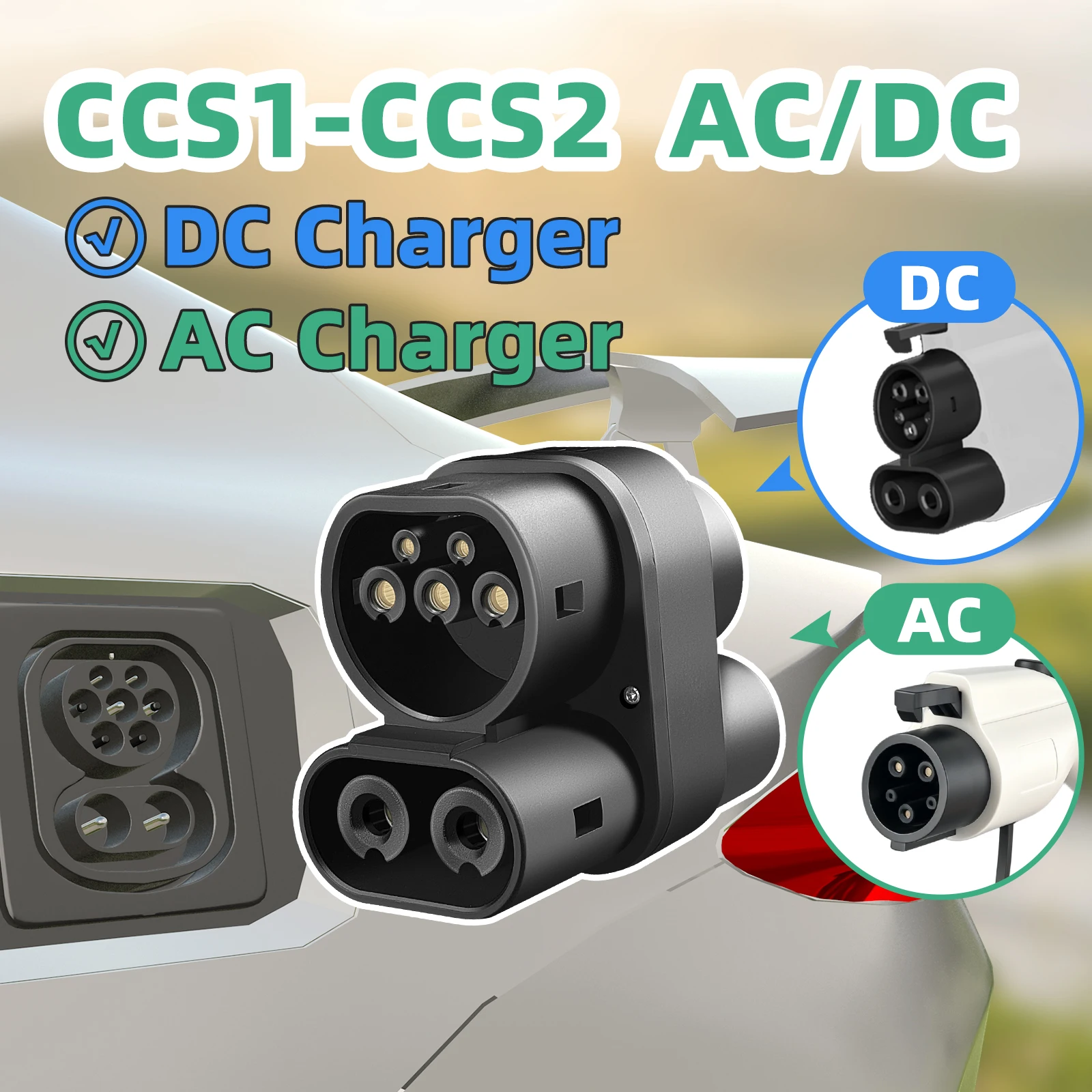 CCS1 to CCS2 adapter supports AC and DC 400A CCS 1 charger a CCS 2 suitable for EV energy vehicle fast charging adaptador