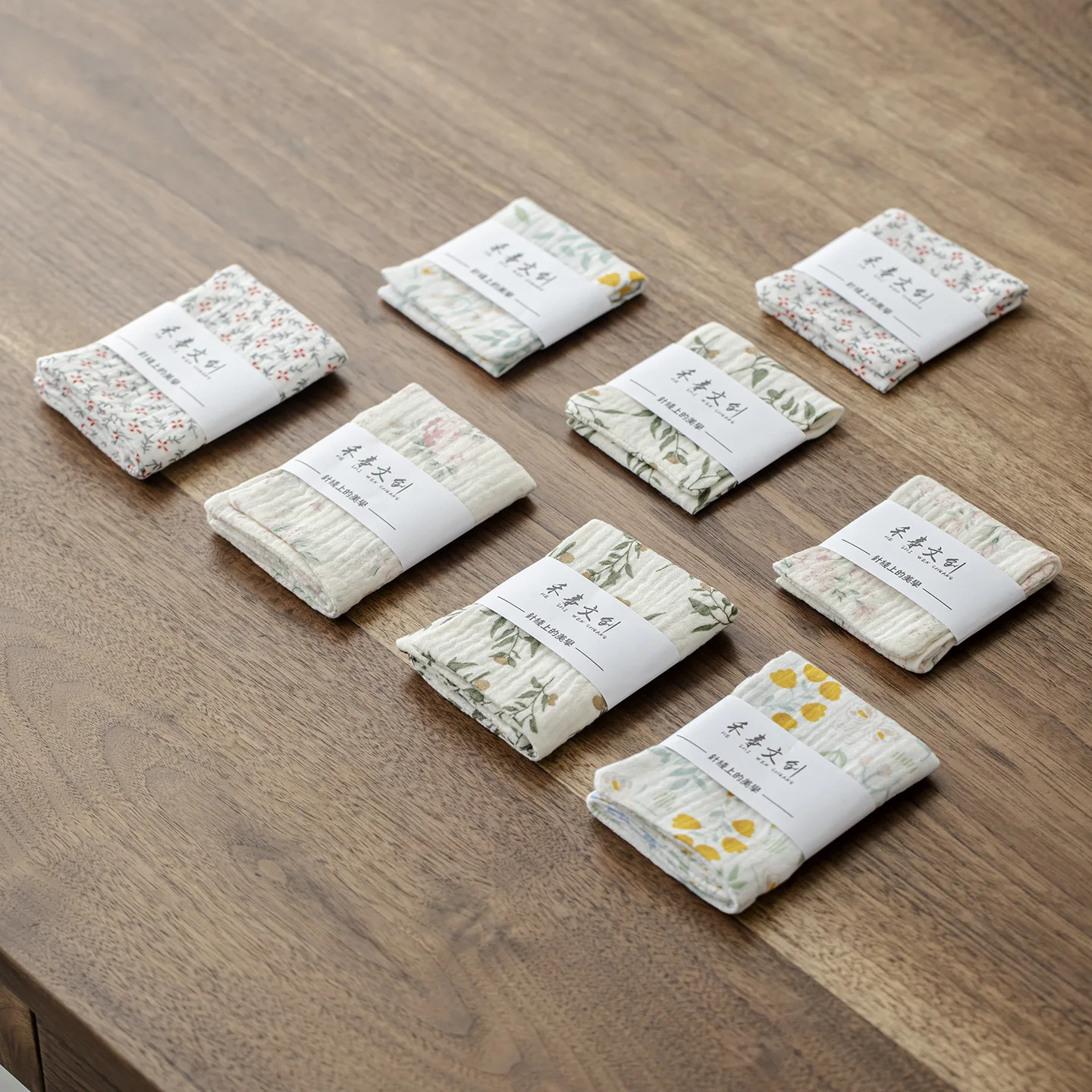 Piquant Brocade Floral Tea Towel Fabric Double-sided Cotton and Linen Tea Tablecloth Tea Ceremony Accessories