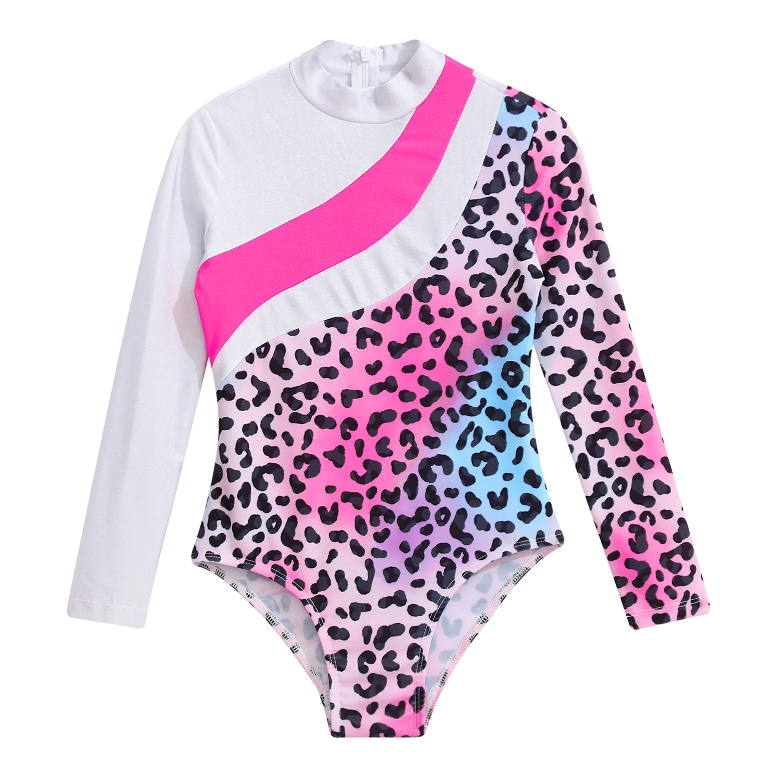 Girls Gymnastics Leotard Tutu Dance Jumpsuit Kids Long Sleeve Cartoon Horse Print Gymnastics Bodysuit Teens Ice Skating Leotard