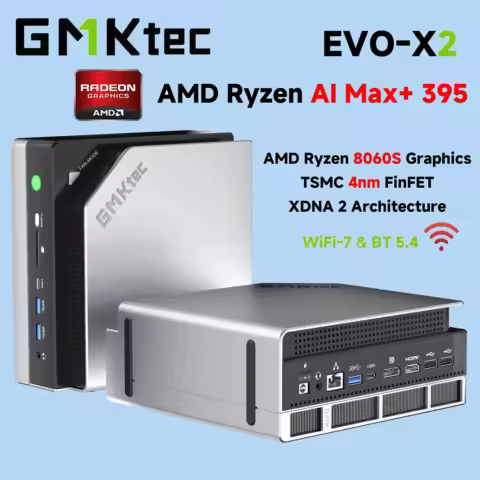 GMKtec EVO-X2 AI Mini PC AMD Ryzen Al Max+ 395 Win11 Pro 128GB LPDDR5X 8000MHz 2TB PCIe 4.0 SSD WiFi 7 BT5.4 Gaming Desktop PC