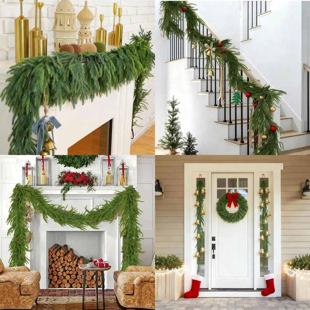 

Set of 4, 6-Foot Artificial Norfolk Pine Garlands, Lifelike Greenery for Home Decor, Suitable for Indoor and Outdoor