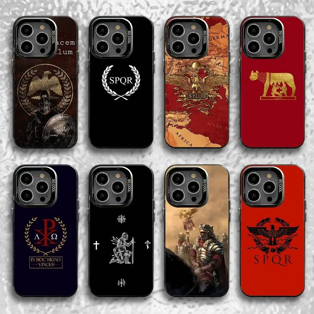 

Roman Empire SPQR Phone Case For iPhone 16,15,14,13,12,11,Pro,Max,Plus,Mini,SE Black Candy Matte Shockproof Cover