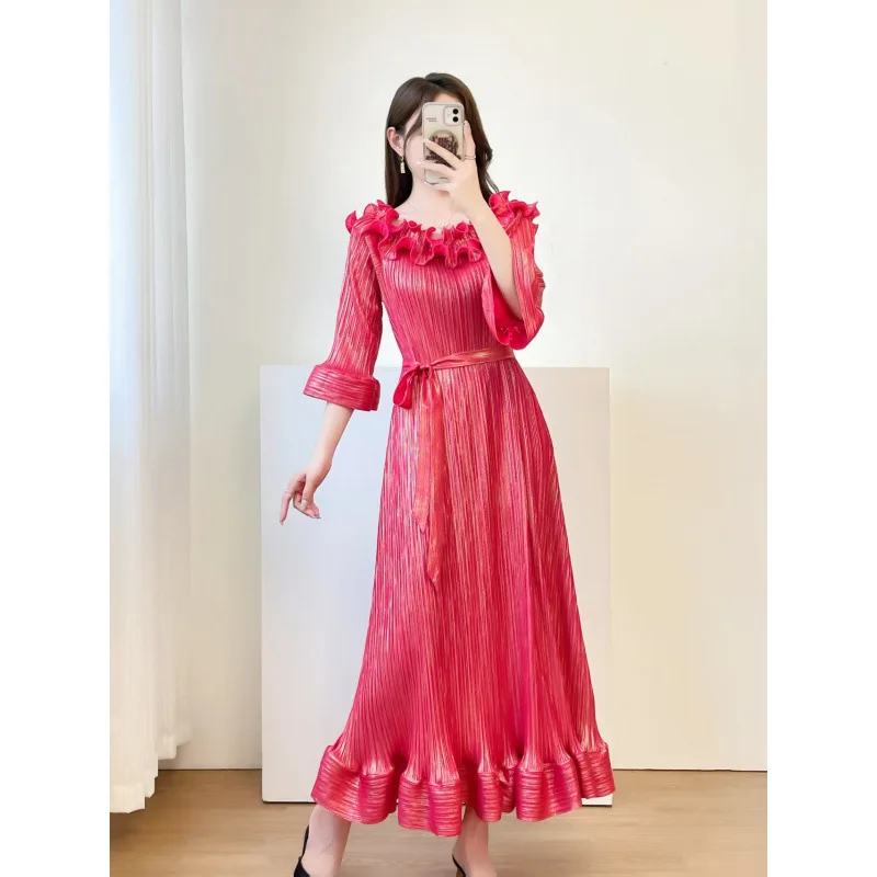 Vestido de noche pado de punto ueso para mujer, estilo transfronterizo, sin cintura, con diseño de bola de nieve, para i...