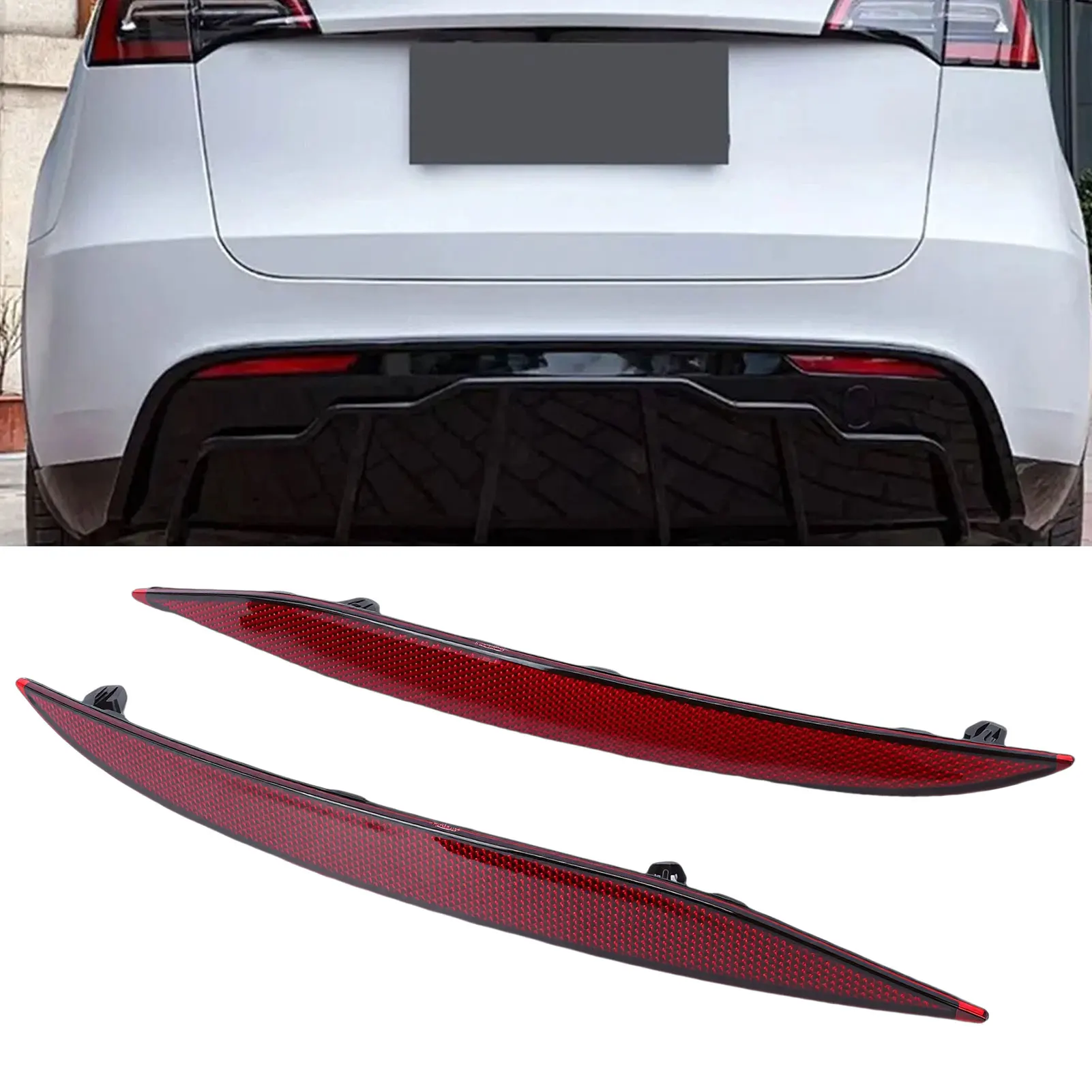 

1034343 Rear Bumper Reflector Replacement For 2016-2023 1034342 Left Light Red Rear Bumper Reflective Warning Strip