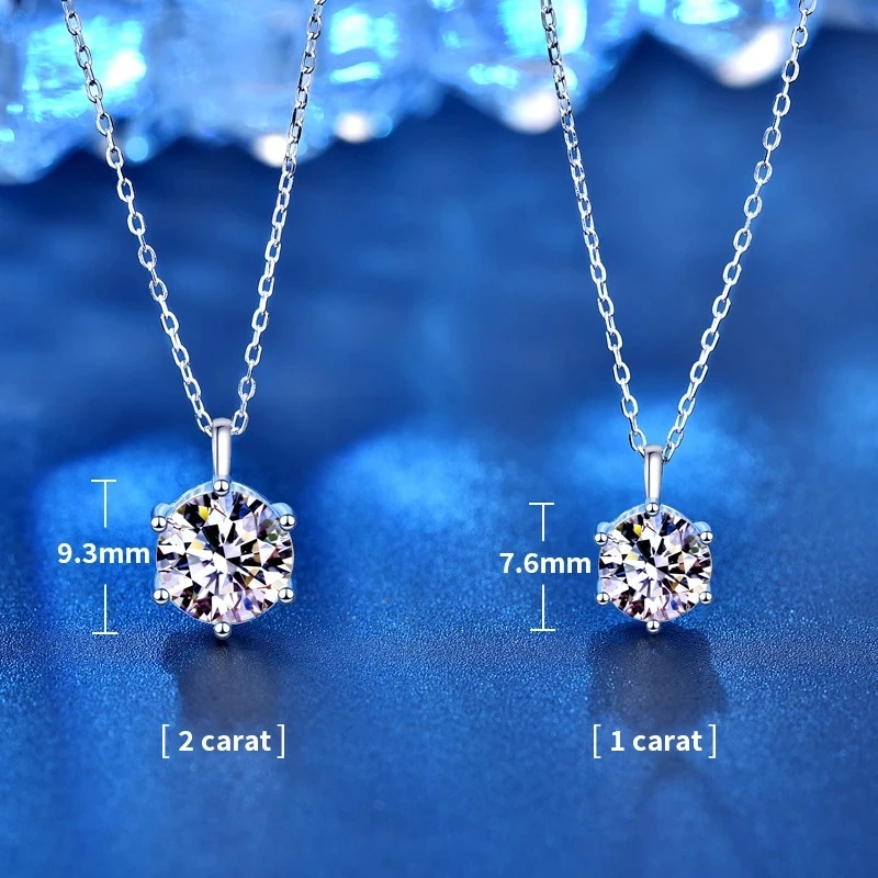 NKHOG 1ct 2ct 5ct D Color VVS1 Moissanite Pendant Necklace For Women 925 Sterling Silver Jewelry Ladies Birthday Valentine Gift