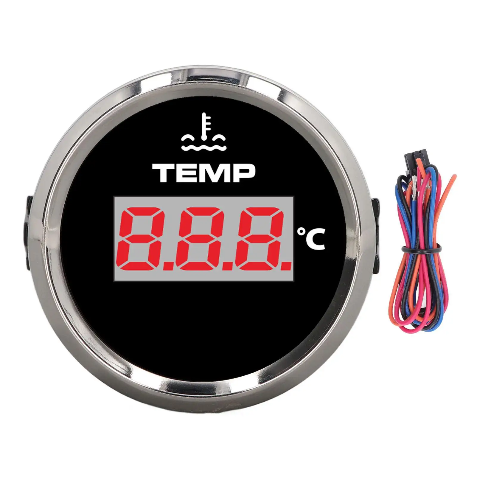 52mm Digital Water Temperature Gauge - Red Backlit, Double Layer Antifog, Multi-Sensor for car , RV, Truck, Boat