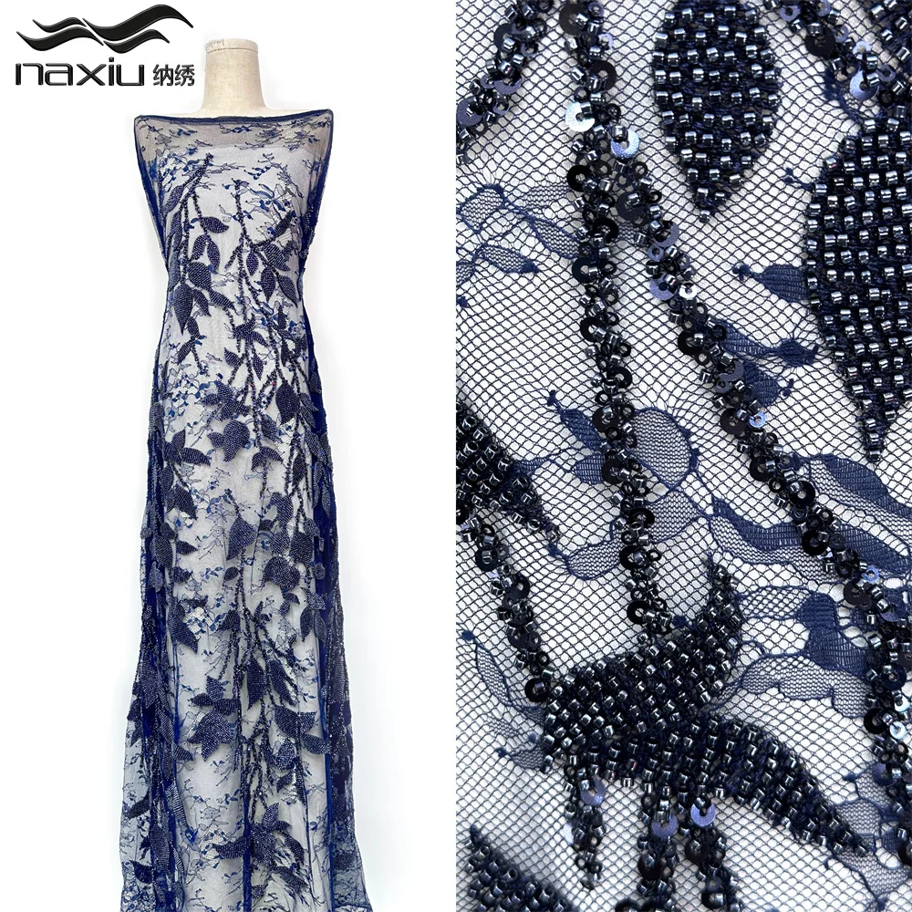 

Madison 2026 Luxury African Beads Embroidery Nigerian High-Quality Sequins Beaded Tulle Lace Fabric for Sewing Dresses