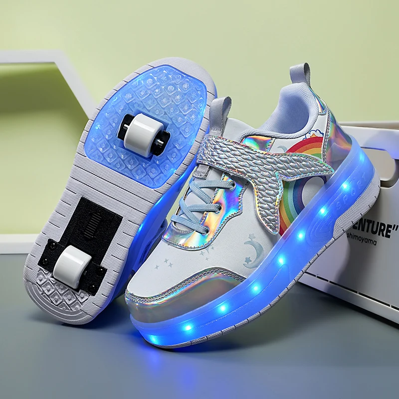 

New 2025 Boys' Roller Sneakers: 2-Wheel Cool Multi-Light Skates, Girls' Wheeled Shoes for Students