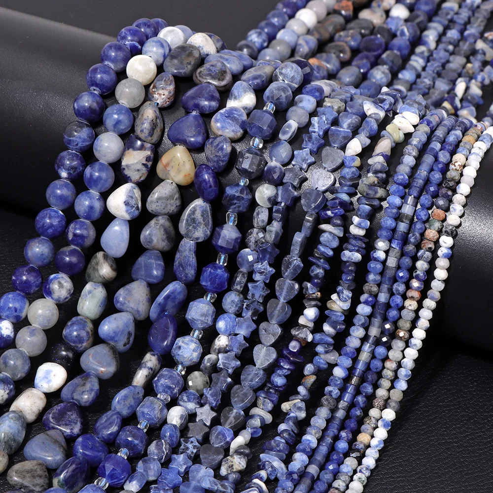 Wholesale Blue Sodalite Beads Natural Gems Stone Round Loose Spacer Beads for Jewelry Making DIY Bracelet Necklace Supplies