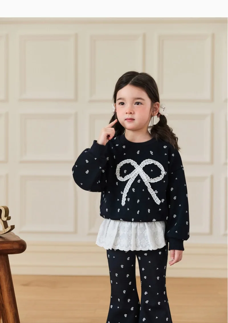 RAISE 2-8 Jahre Kinder Mädchen Zweiteiliges Outfit Herbst Kinder Mädchen Schleifen-Sweatshirt Trainingsanzüge 2026 Spitzenbesetzte Schlaghose Outfits – Detail 24