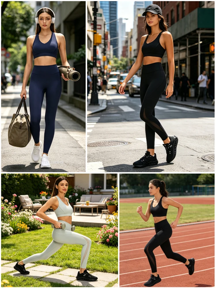VITALINOVO Mesh-Leggings für Damen, hoch taillierte Yoga-Hose, Workout-Laufleggings, Fitness-Sportstrumpfhose mit Taschen, squatproof – Detail 9