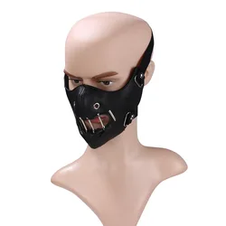 Hannibal Lecter Mask Cosplay The Silence of The Lambs Mask Human Muzzle Half Face Killer Prop Leather, Black