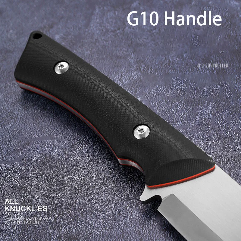 Cuchillo afilado de hoja fija de acero inoxidable 14C28N, mango G10, cuchillos para acampar al aire libre, herramienta de supervivencia de autodefensa con vaina