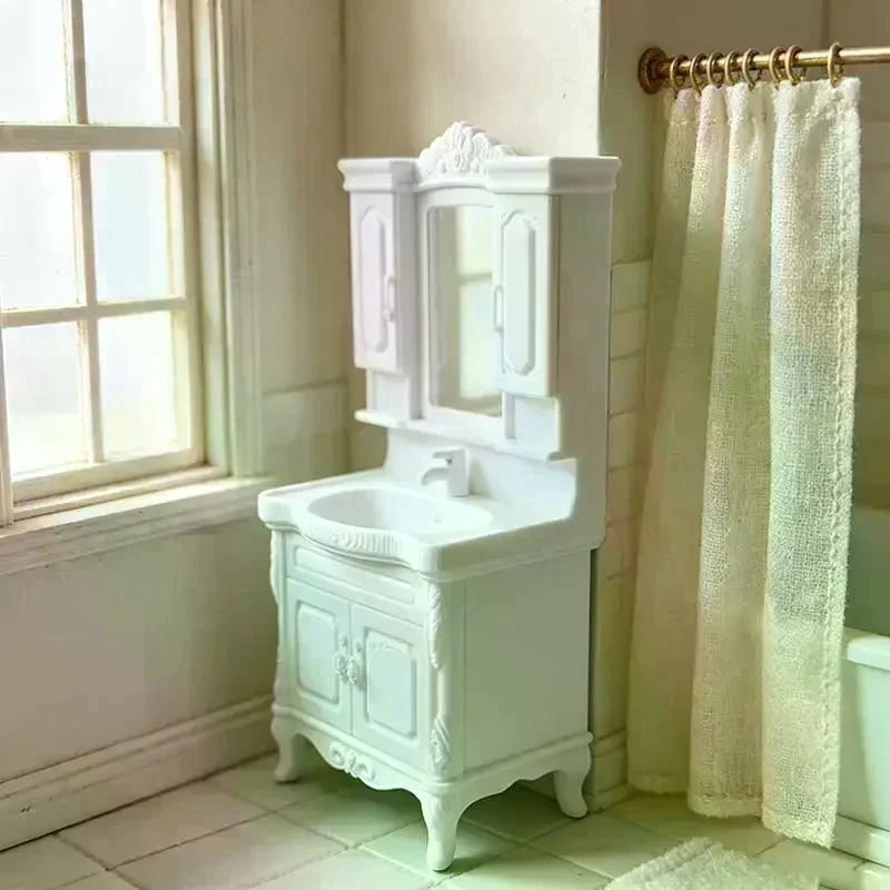 /GJ/1Pcs Doll Home Bathroom Furniture Decor Toy 1/12 Dollhouse Miniature Bathroom Handwashing Platform Model DIY Accessories