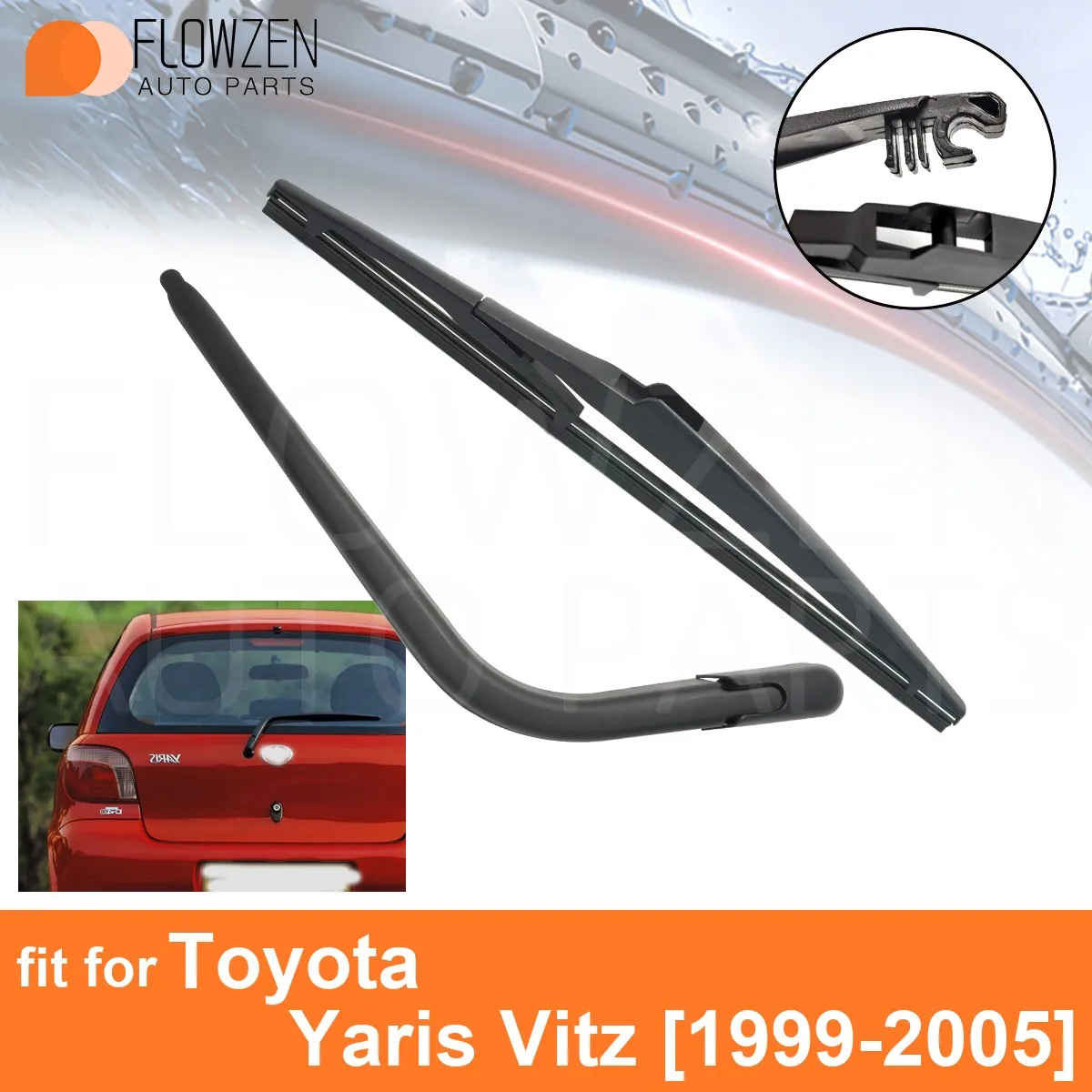 2Pcs Car Rear Wiper Blade & Arm Set for Toyota Yaris Vitz 1999-2005 Windscreen Tailgate  1999 2000 2001 2002 2003 2004 2005