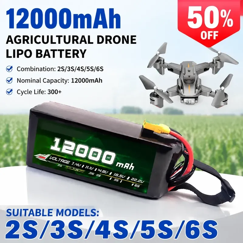 For Drone 12000mAh Four or Six Multi-Axis Agricultural Plant Protection Spraying Drone Cross Polymer Model Aircraft Lithium