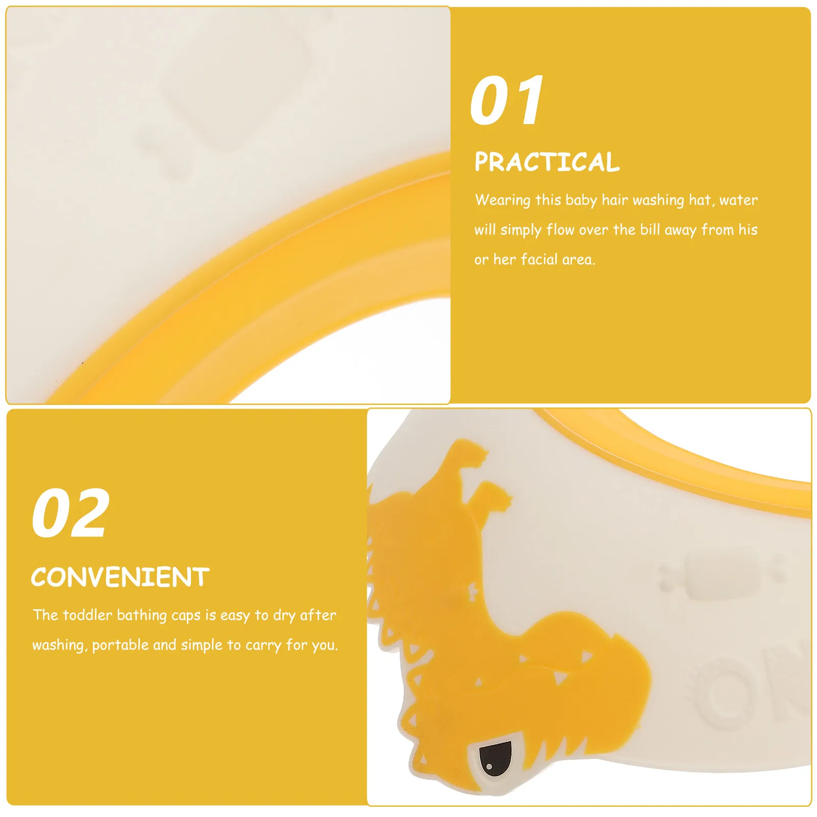 

Baby Shower Caps for Hair Washing Dinosaur Style Toddler Bathing Hat with Protective Brim Keeps Dry during Bath Playtime