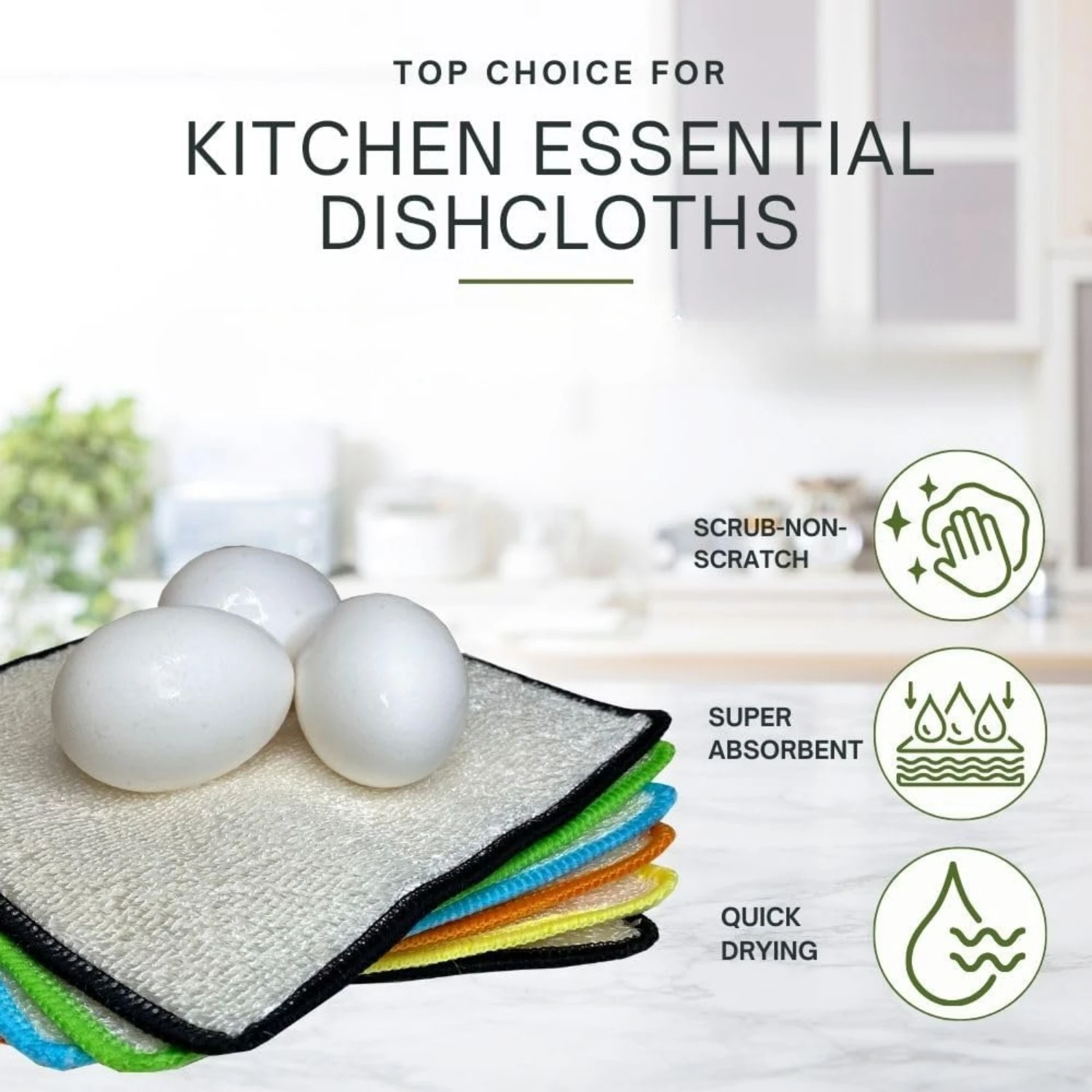 Kitchen Dish cloths and dish towels - reusable, hygienic, quick-drying, 6x7 inch multicolor, 6 packs