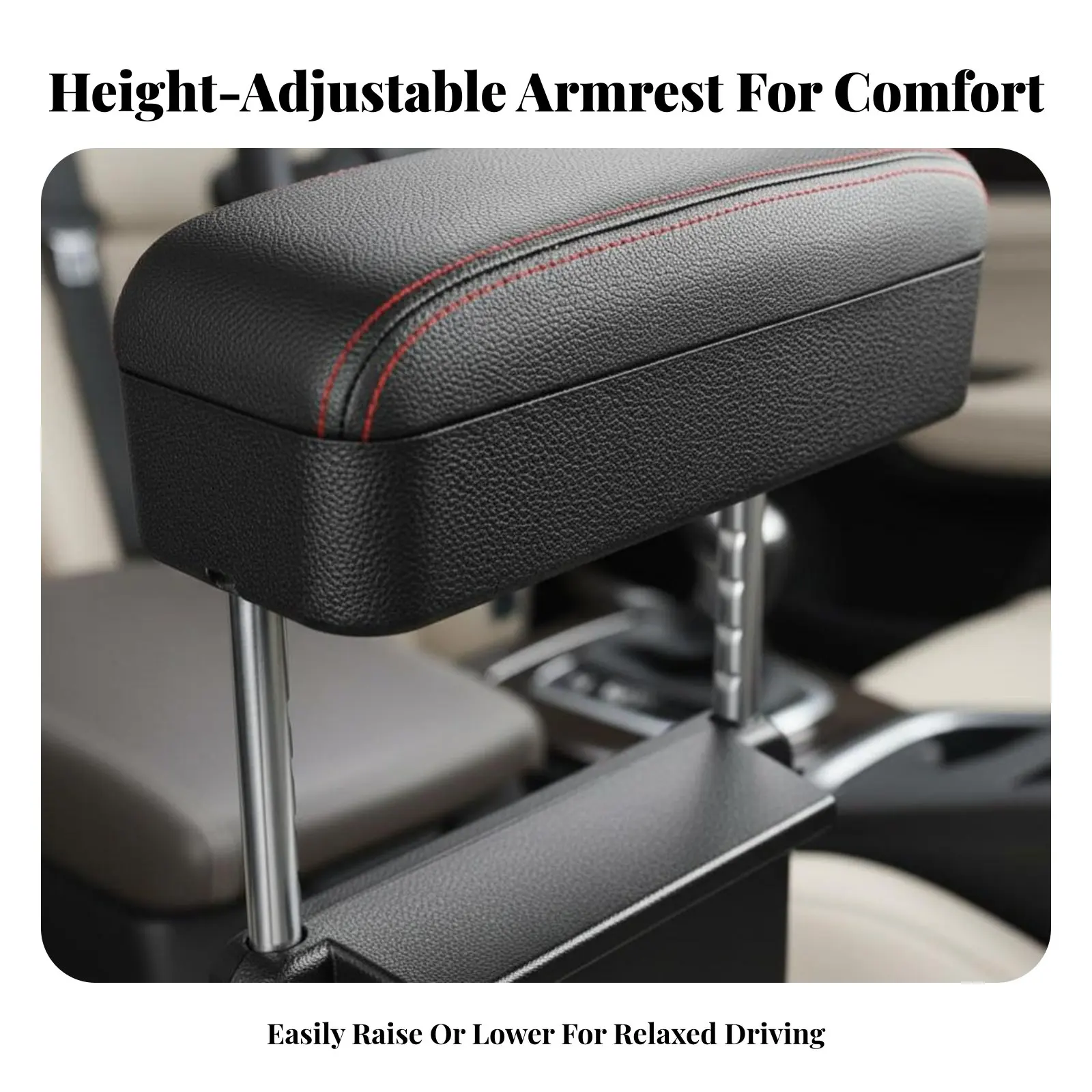 

PU Leather Car Armrest Box, Universal, Height Adjustable, Center Console