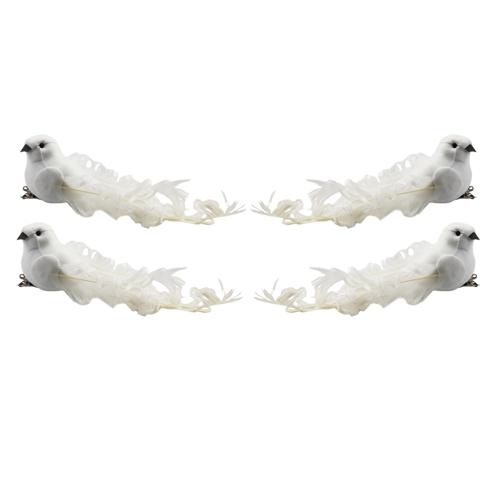

Décor Artificial Bird 15x3.5x4.5cm White With Clip 4PCS Christenings Feathers Foam For Wedding Lover Peace Doves